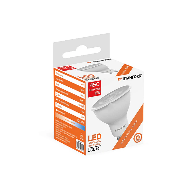 Ampolleta Led Gu 10 6 W Sec Luz Cálida Stanford
