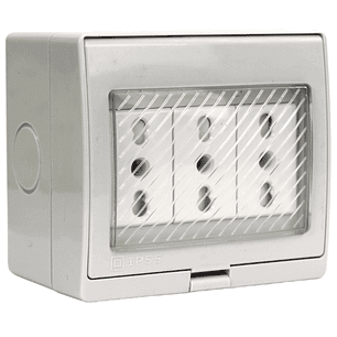 Tomacorriente Triple 10/16a Hydrobox Exterior Ip55 250v Sec