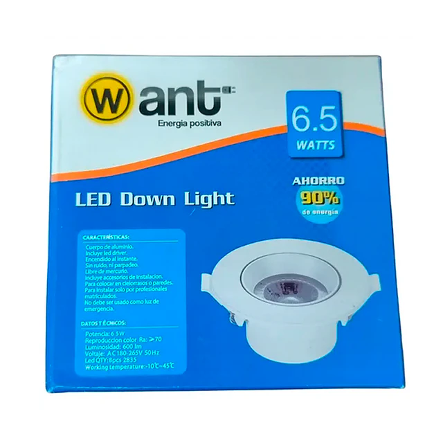 Foco Led 6.5w Embutido Orientable 95mm De Ø Luz Cálido Want
