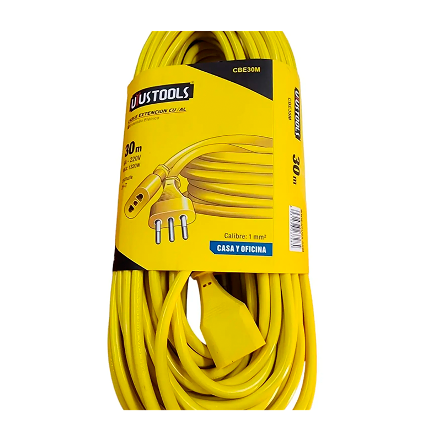 Alargador Extensión Eléctrica Amarillo 30 Mt 220v 6a 1320w 1
