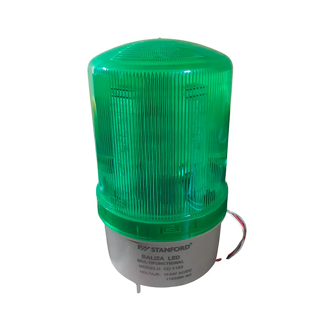 Baliza Destellante Giratoria Verde Con Sirena De 12-24 Y 220v