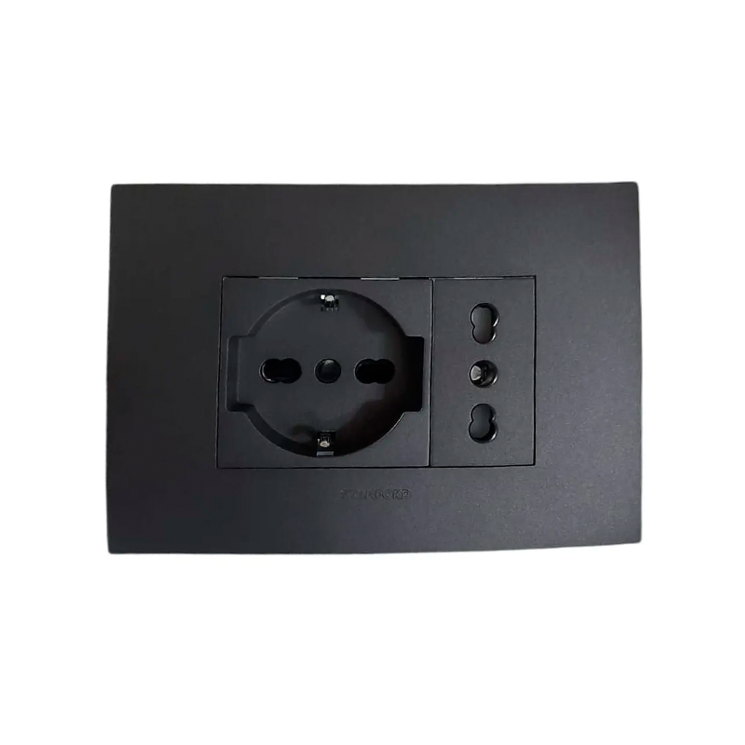 Tomacorriente Schuko Universal 16a + toma Simple 16a Negro Grafito Stanford 1