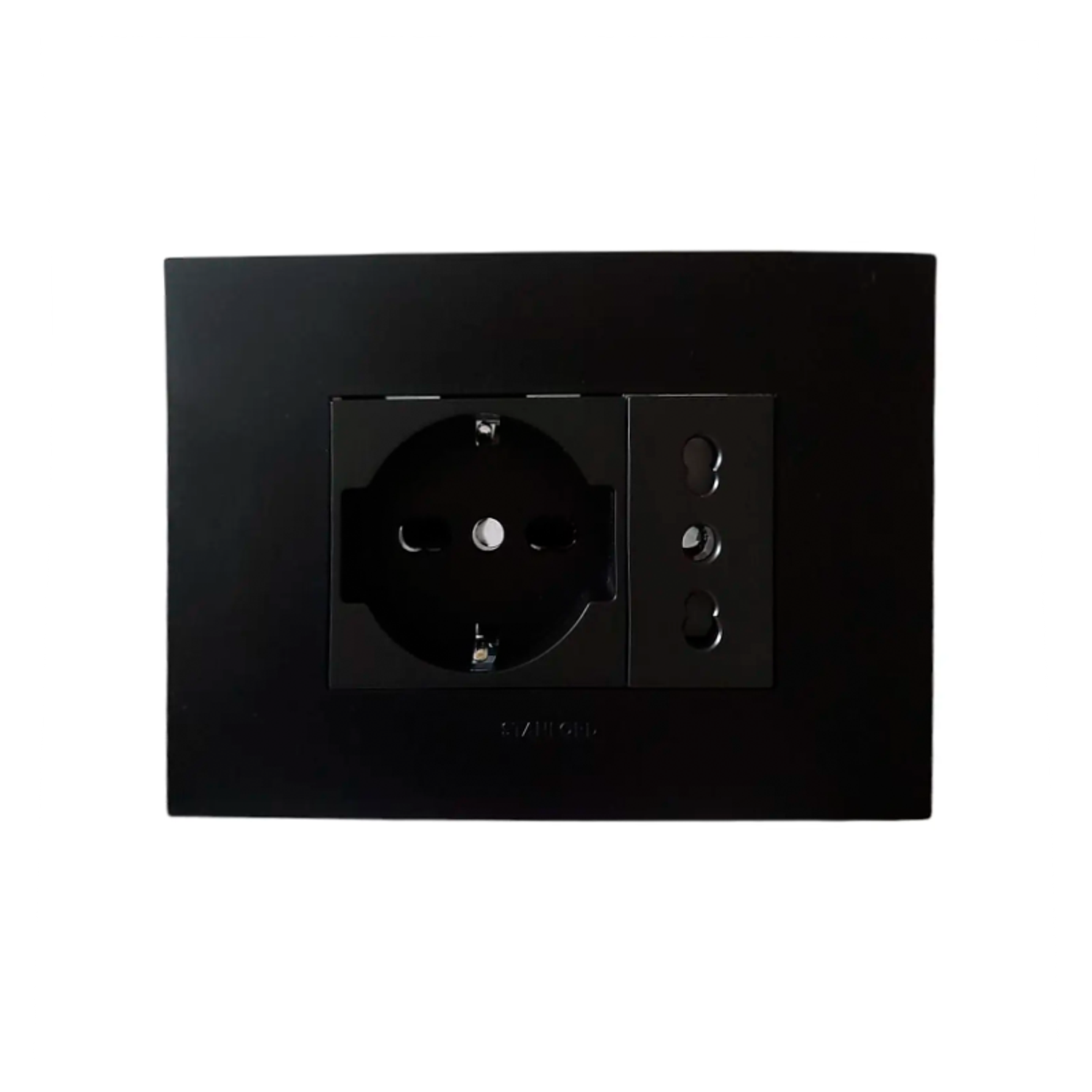 Tomacorriente Schuko Universal 16a + toma Simple 16a Negro Stanford 1