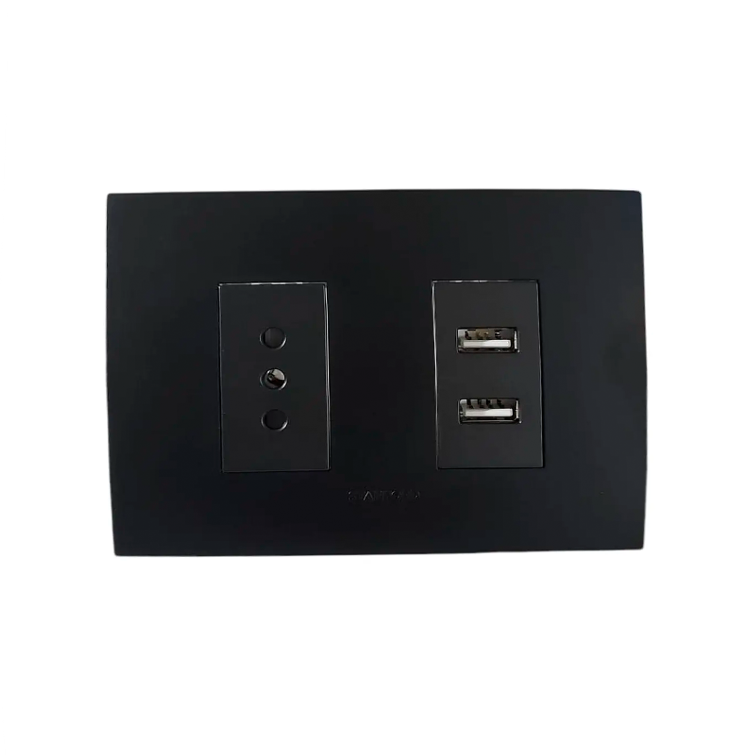 Enchufe Simple Negro 10a 250v + 2 Tomas Usb Sec Stanford 1