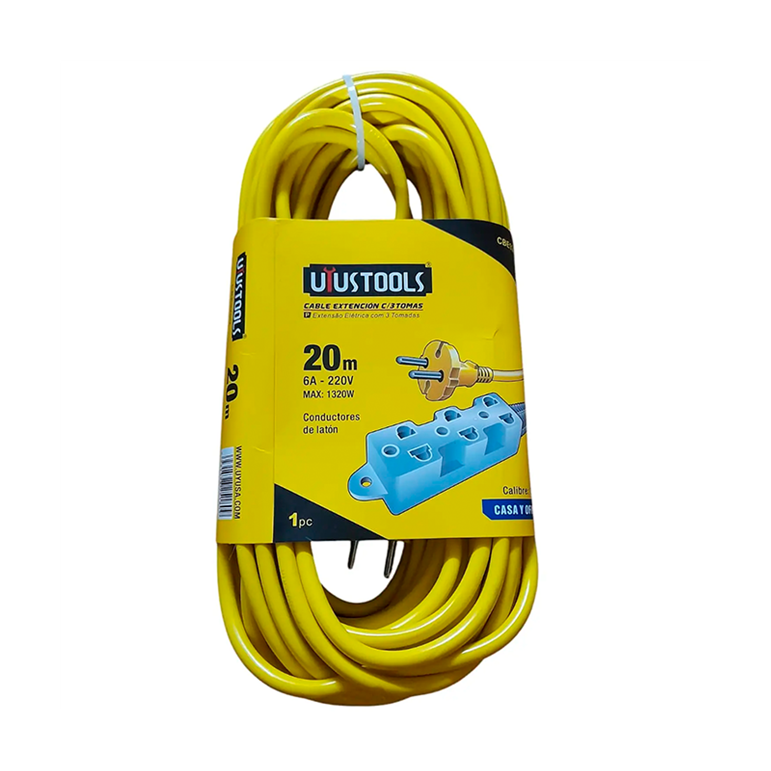 Alargador Extensión Eléctrica 20 Mt 220v 6a 1320w Con Zapatilla- COPIAR 1