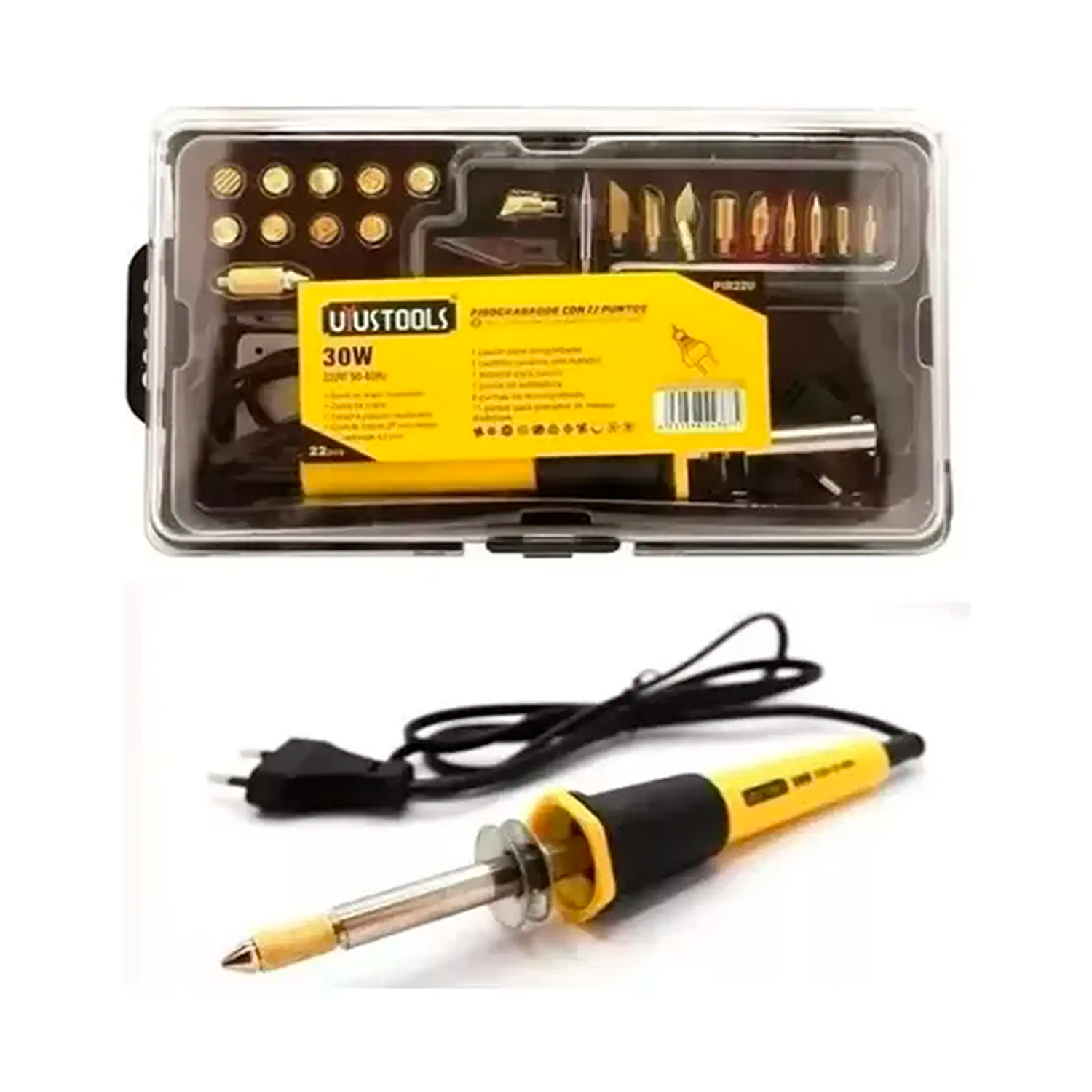 Pirograbador 30 Watt 22 Puntas - Estuche Acrílico Uyustools 1