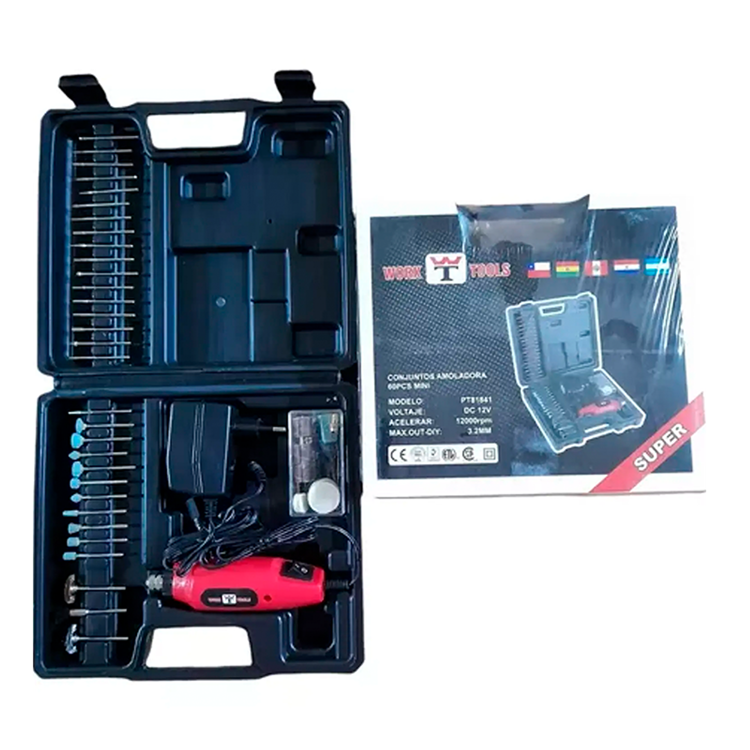 Mini torno tipo Dremel 12 V + 60 piezas de accesorios  1