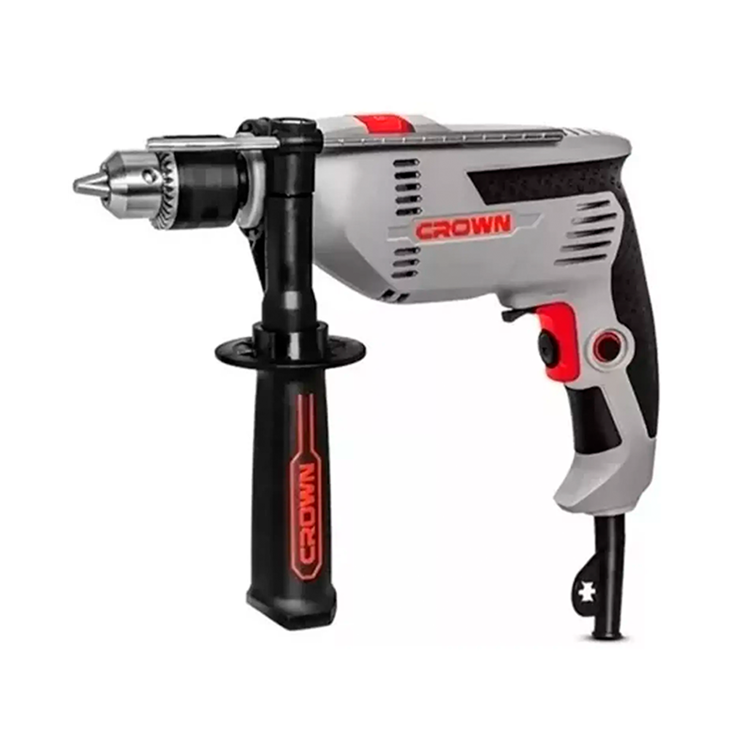 Taladro Eléctrico Percutor Y Desatornillador Crown 750 Watts Color Gris Frecuencia 50/60hz 1