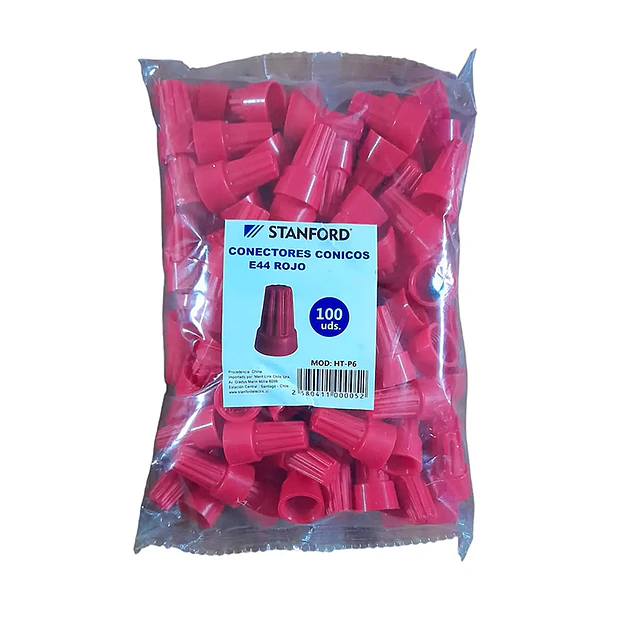 Conector Plástico Cónico Para Cable Nro E44 Rojo 100 Und