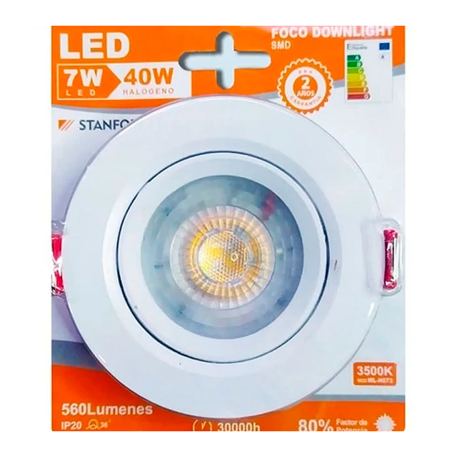 Focos Led 7w Embutido Orientable 75/91mm Luz Clida