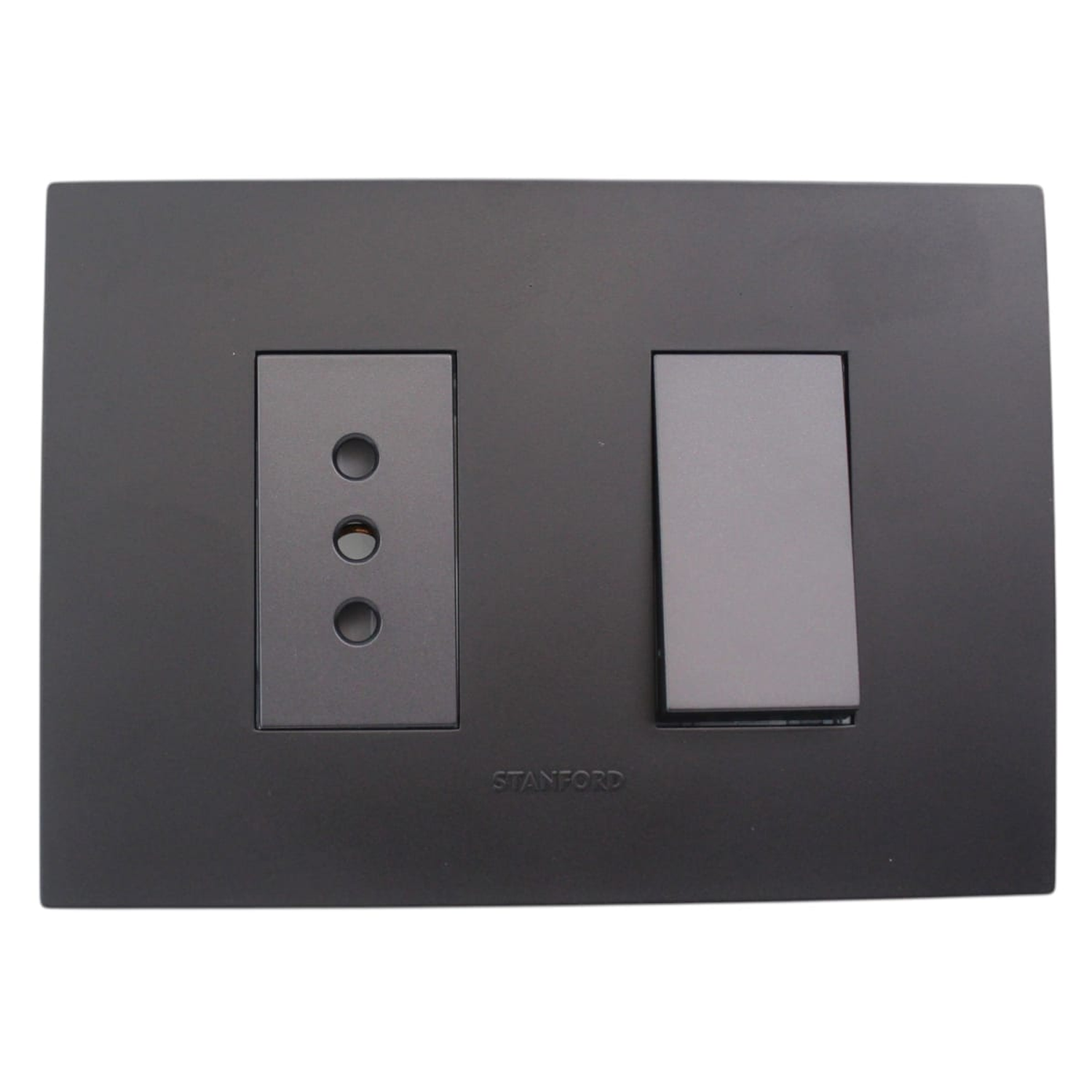 Interruptor Simple + Enchufe Simple 10a 250v Negro Stanford 1