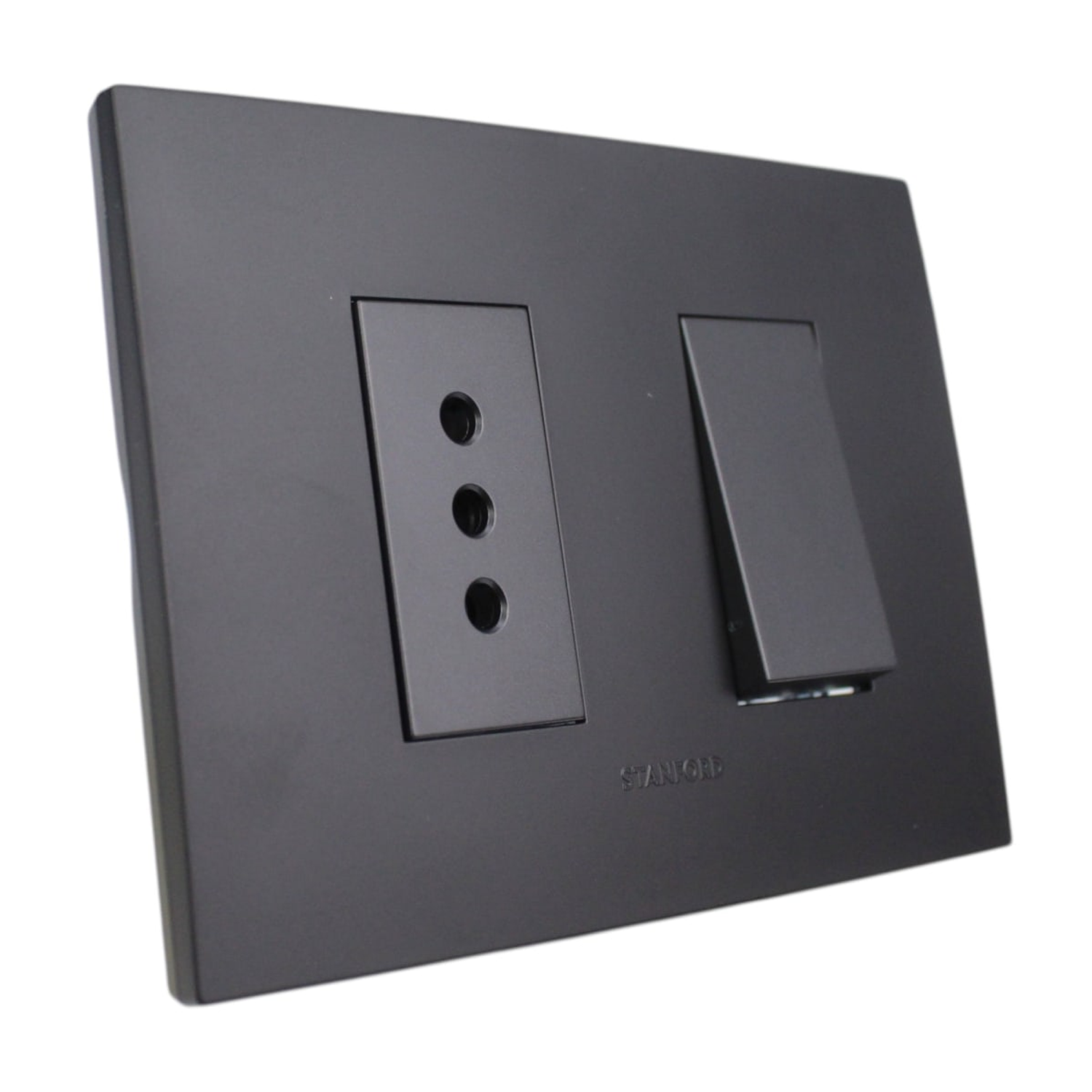Interruptor Simple + Enchufe Simple 10a 250v Negro Stanford 2