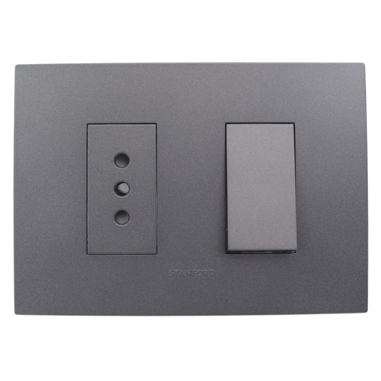 Interruptor Simple + Enchufe Simple 10a 250v Grafito Stanford 1