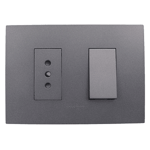 Interruptor Simple + Enchufe Simple 10a 250v Grafito Stanford