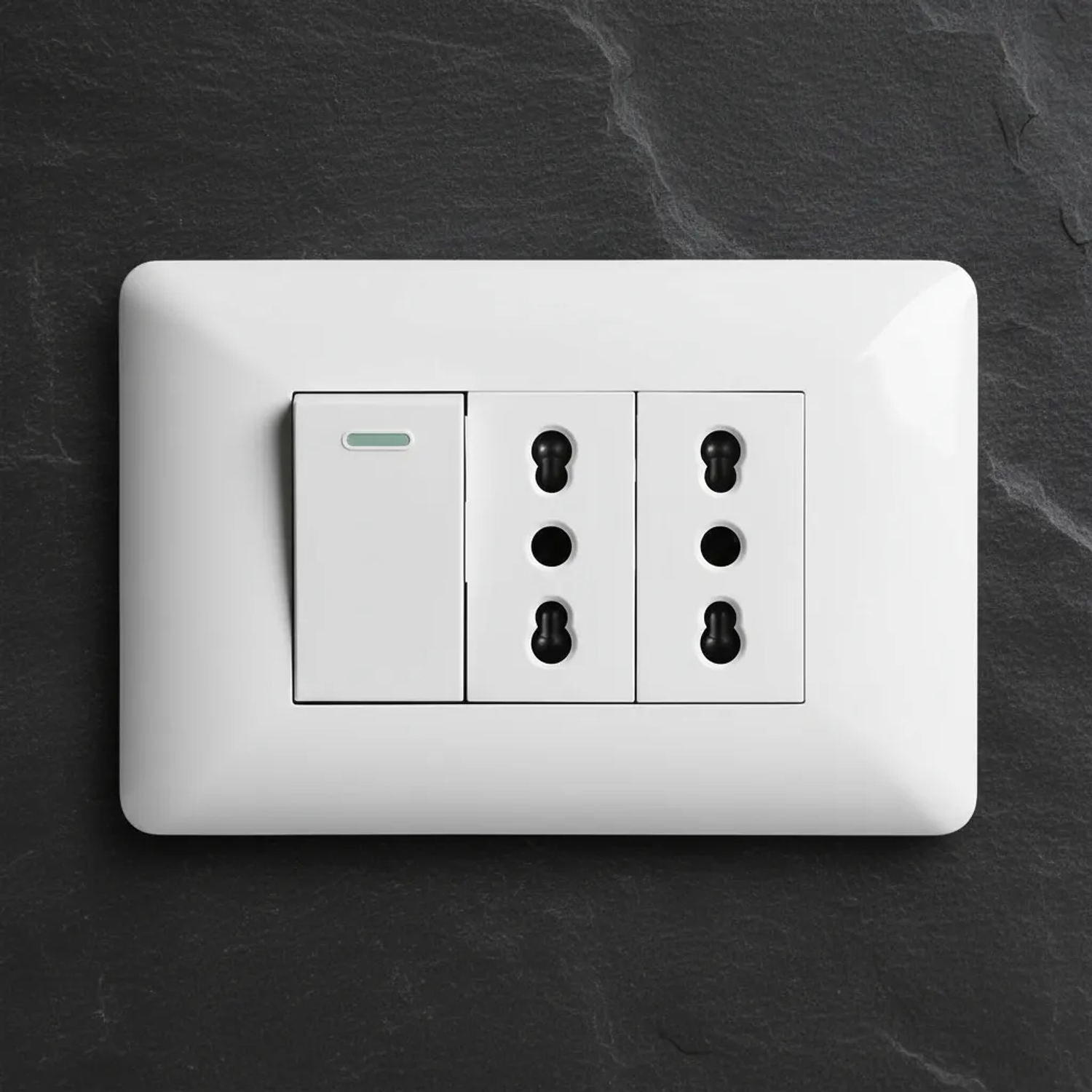 Tomacorriente Doble 10/16a + Interruptor Simple 10a - Blanco Want  1