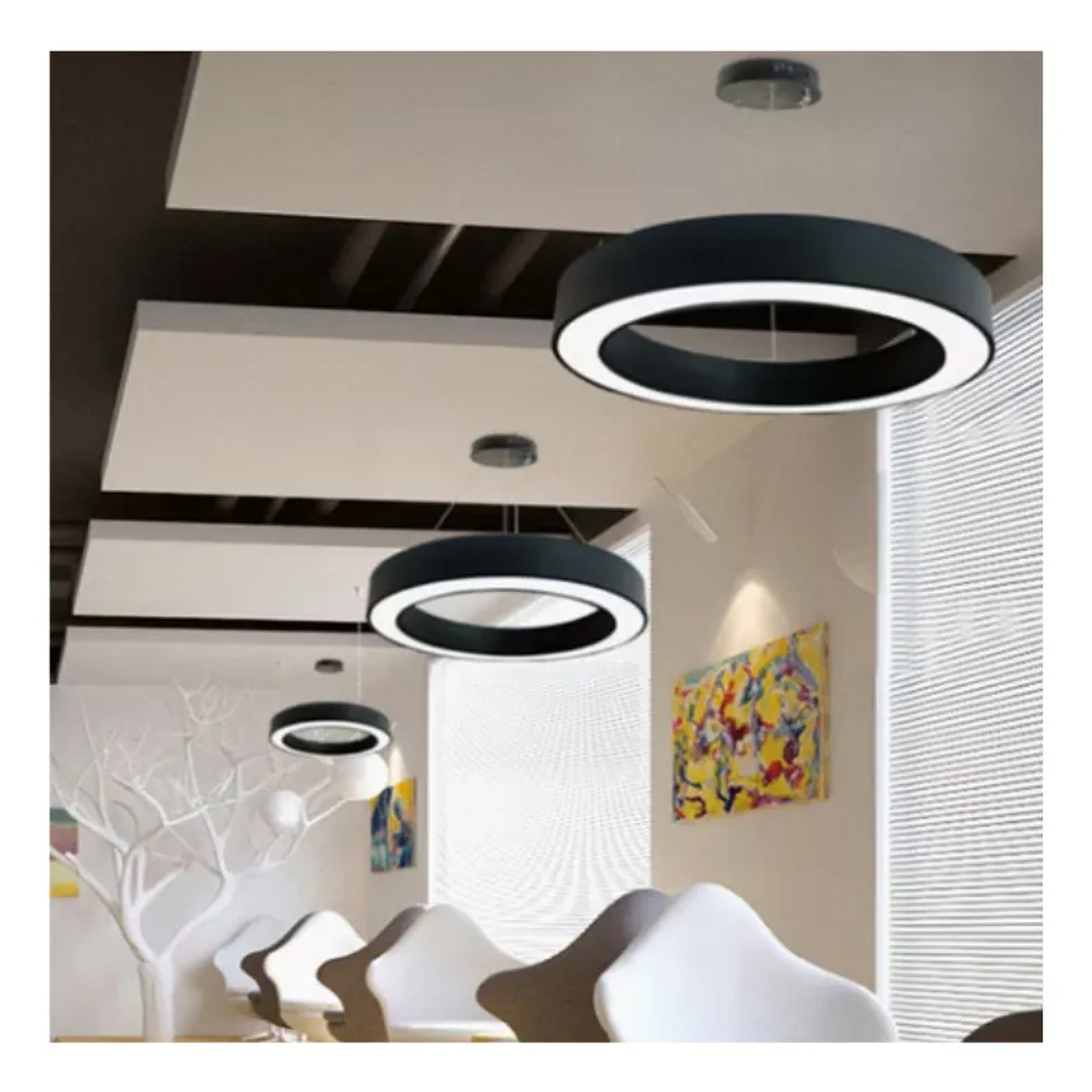 Lampara Led Colgante Redonda 60cm 42w Cct Fría/neutra/cálida 4