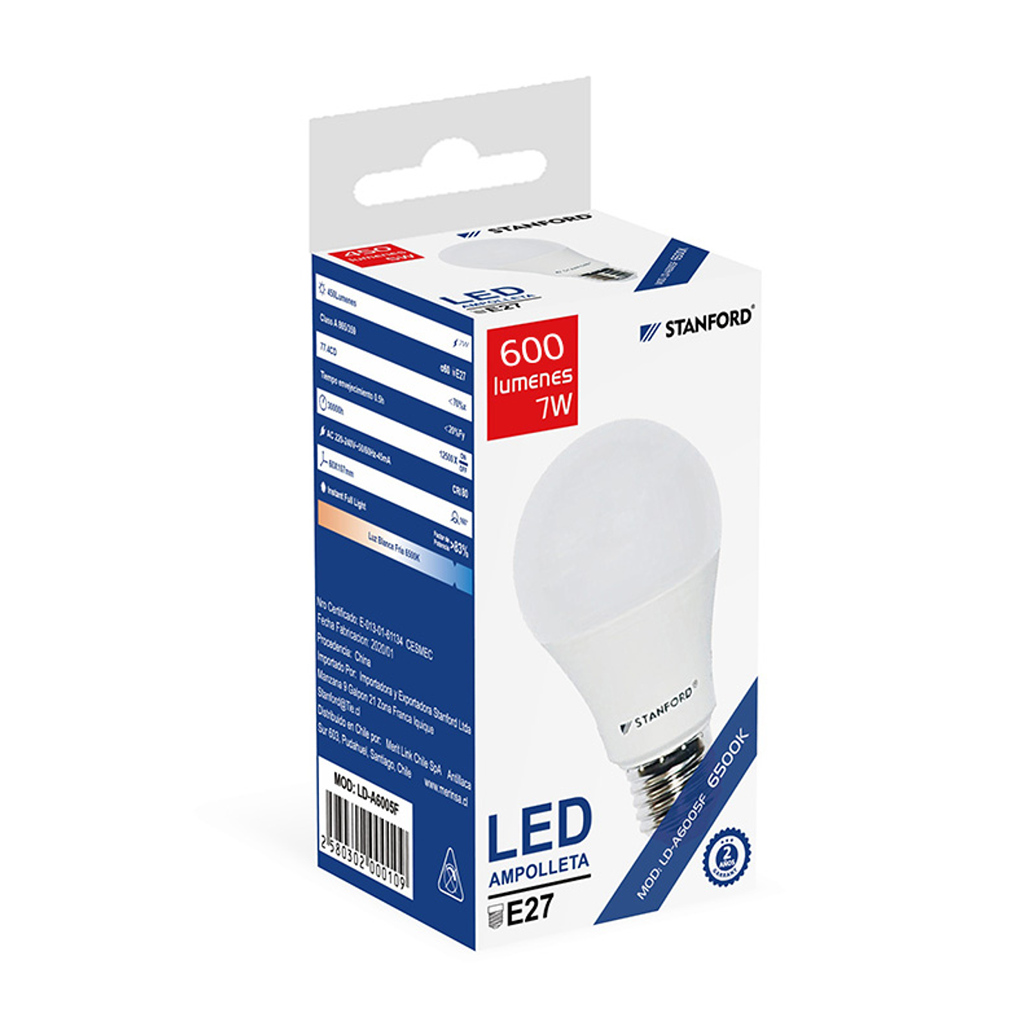 Ampolleta LED A60 Clasica 7W/6500K/Casquillo E27 1