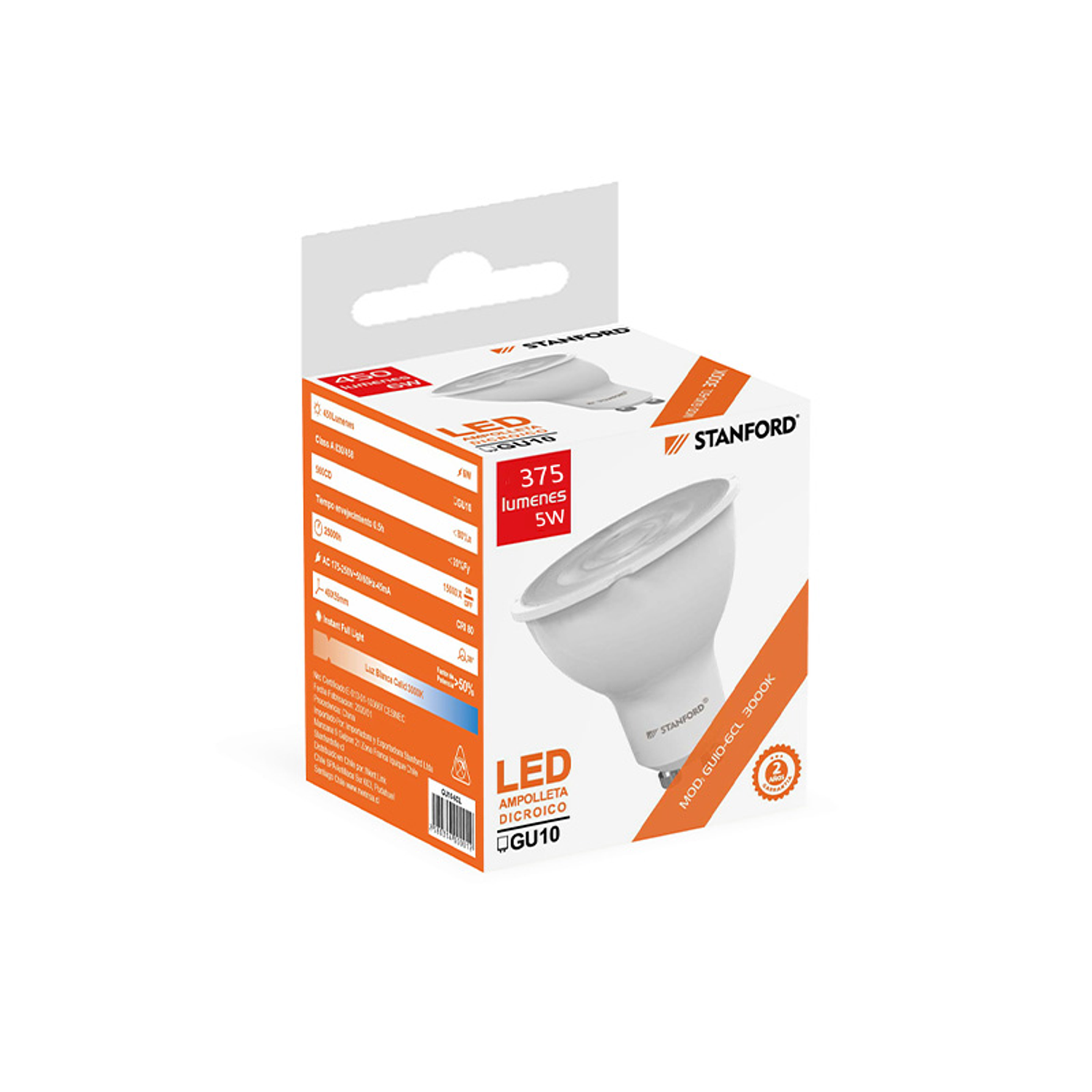 Ampolleta LED Dicroica 7W Gu10 3000K Certificada 1