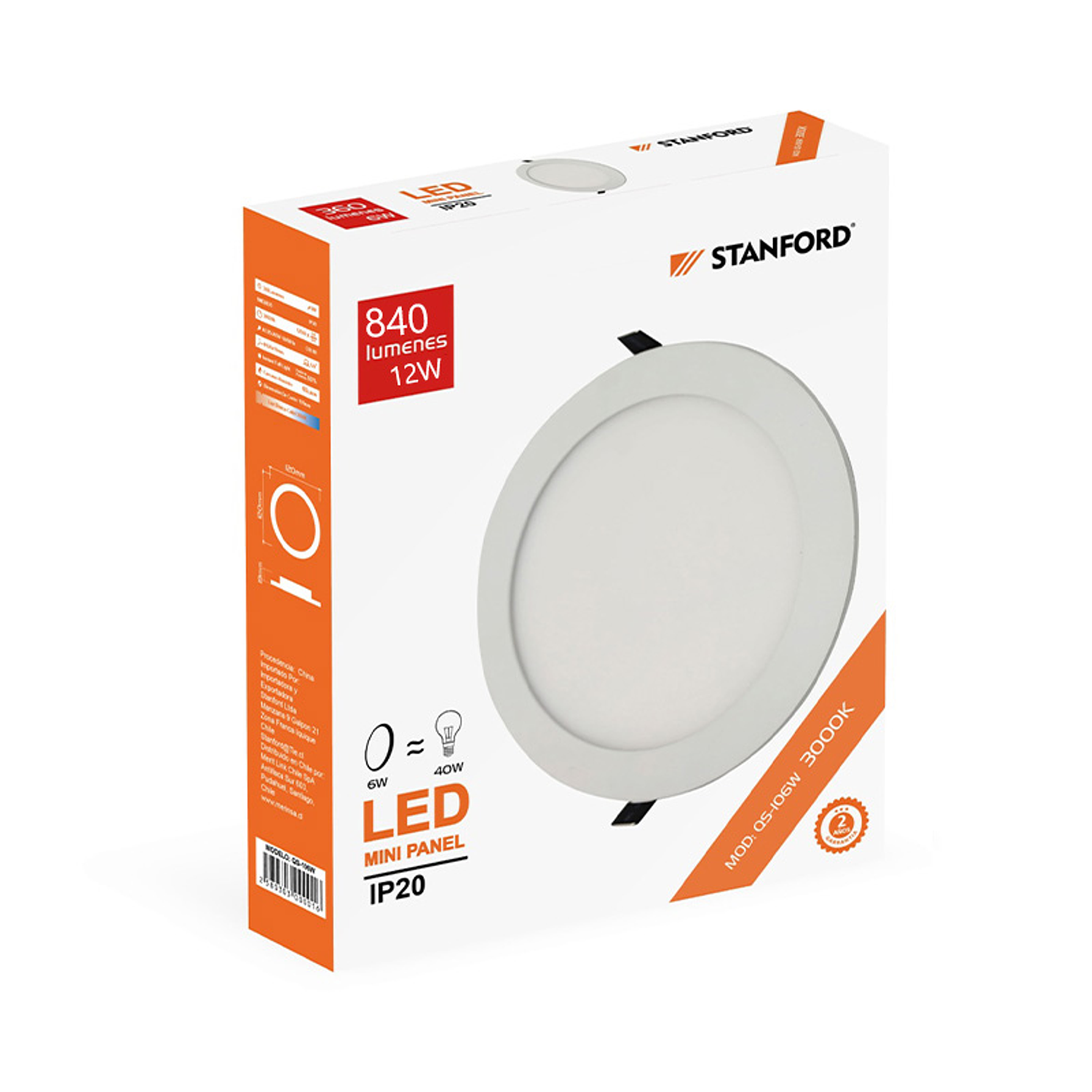 Panel Redondo Embutido 6W Luz Cálida Certificado 1