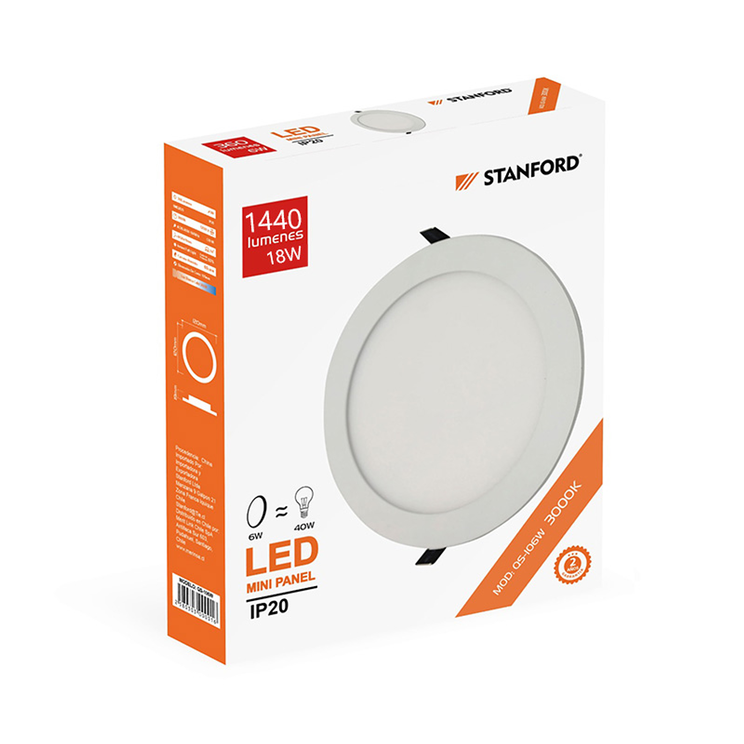 Panel Redondo Embutido 18W Luz Cálida Certificado 1