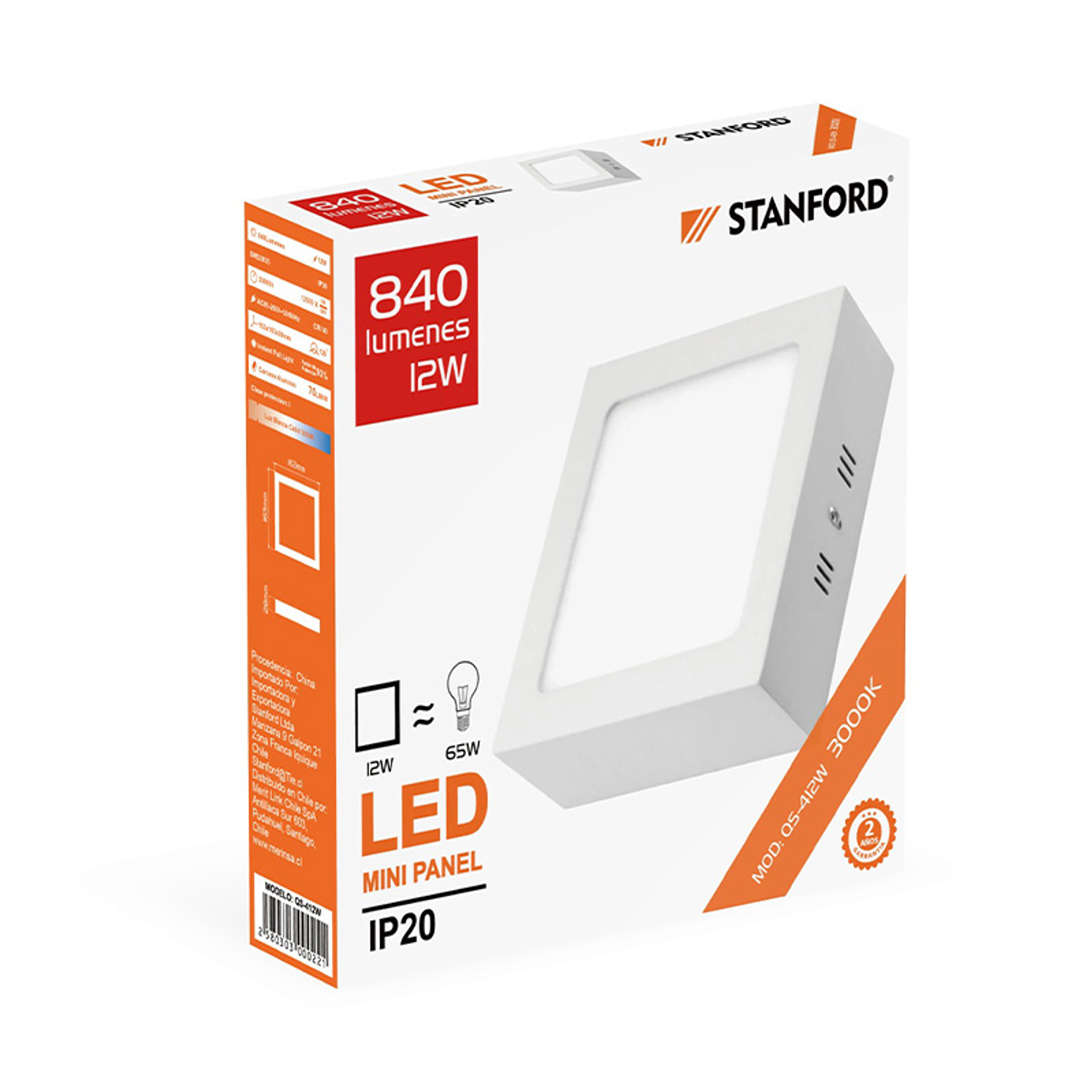 Panel Led Cuadrado Sobrepuesto 12W Luz Cálida 1