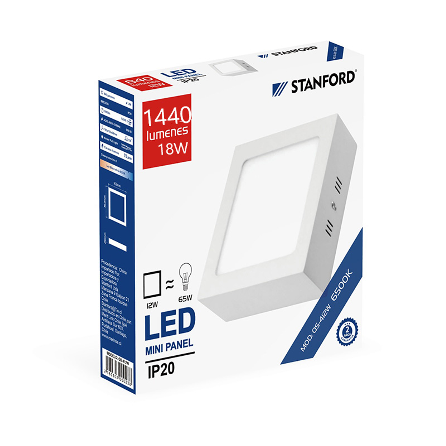 Panel Led Cuadrado Sobrepuesto 18W Luz Fría 1