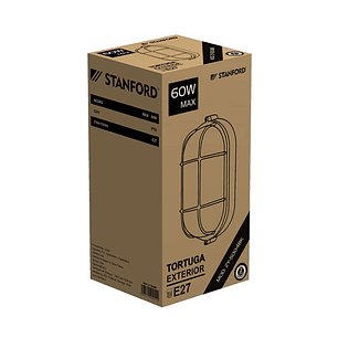 Tortuga Ovalada Con Rejilla Negra Rosca E/27 Ip54