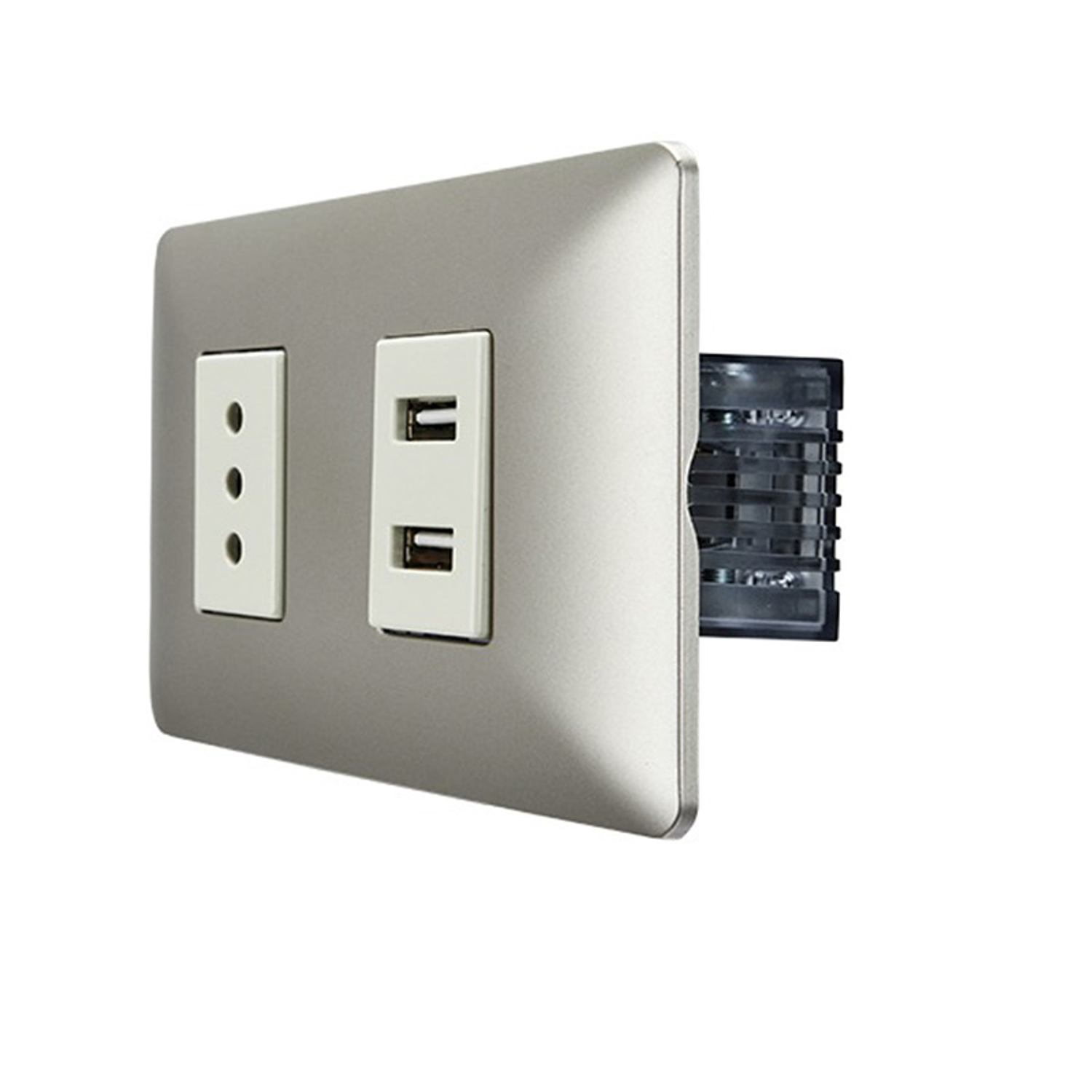 Enchufe de Pared Simple 10A(1 Ud Tz1104) 250V + Toma Usb (Champange) 1