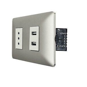 Enchufe de Pared Simple 10A(1 Ud Tz1104) 250V + Toma Usb (Champange)