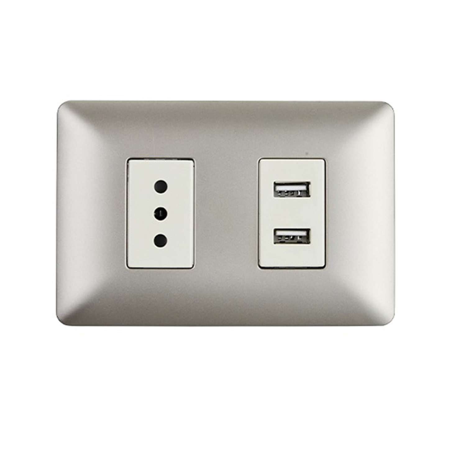 Enchufe de Pared Simple 10A(1 Ud Tz1104) 250V + Toma Usb (Champange) 2