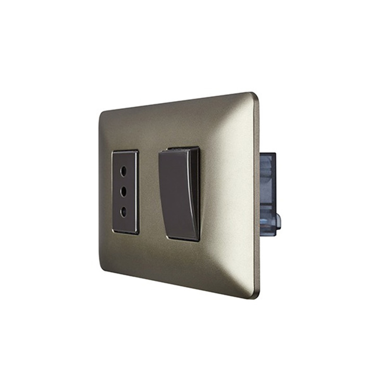 Interruptor Eléctrico Simple (9/12) + Enchufe de Pared Simple 10A 250V (Café) 1