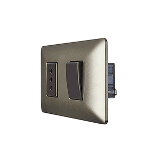 Interruptor Eléctrico Simple (9/12) + Enchufe de Pared Simple 10A 250V (Café)