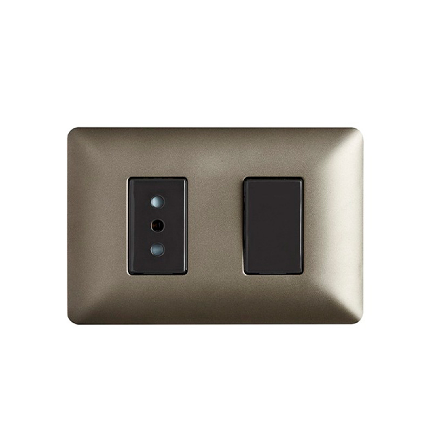 Interruptor Eléctrico Simple (9/12) + Enchufe de Pared Simple 10A 250V (Café) 2