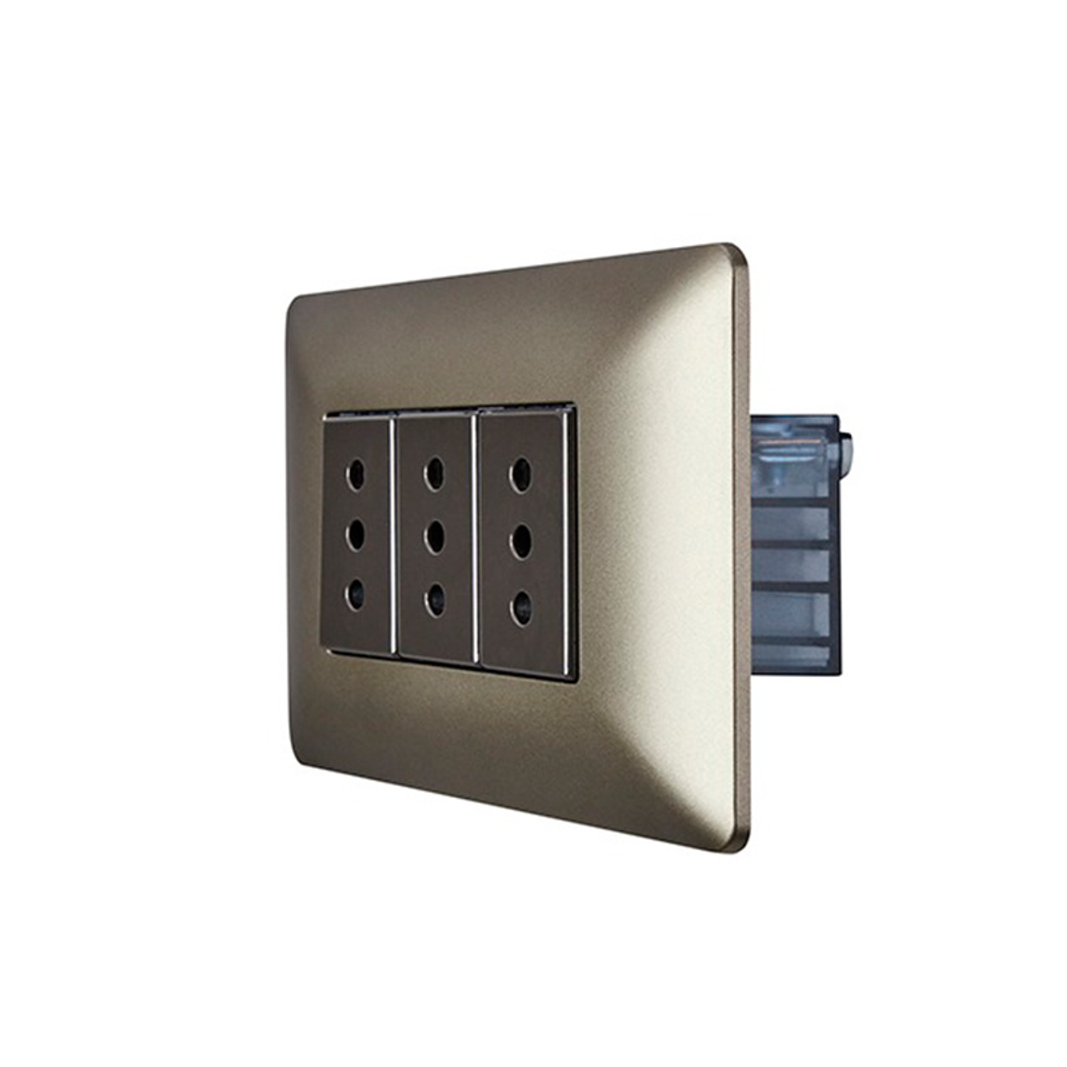 Enchufe de Pared Triple 10A 250V (Café) 1