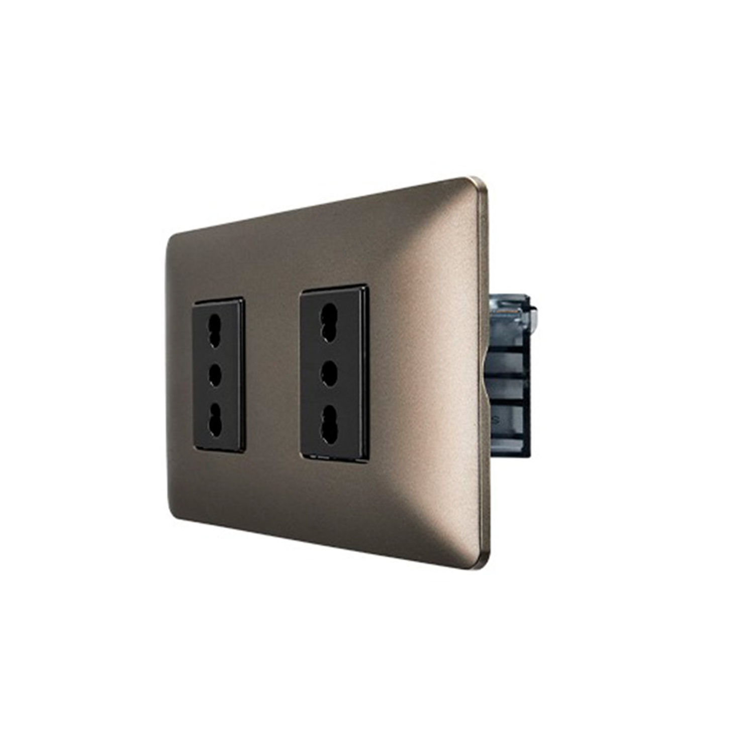 Enchufe de Pared Doble Bipaso 10/16A 250V (Café) 1