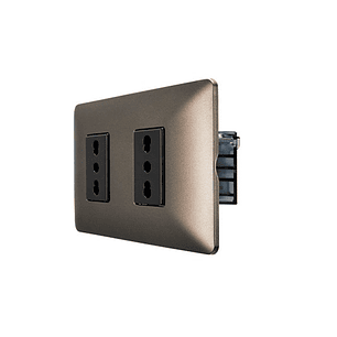 Enchufe de Pared Doble Bipaso 10/16A 250V (Café)