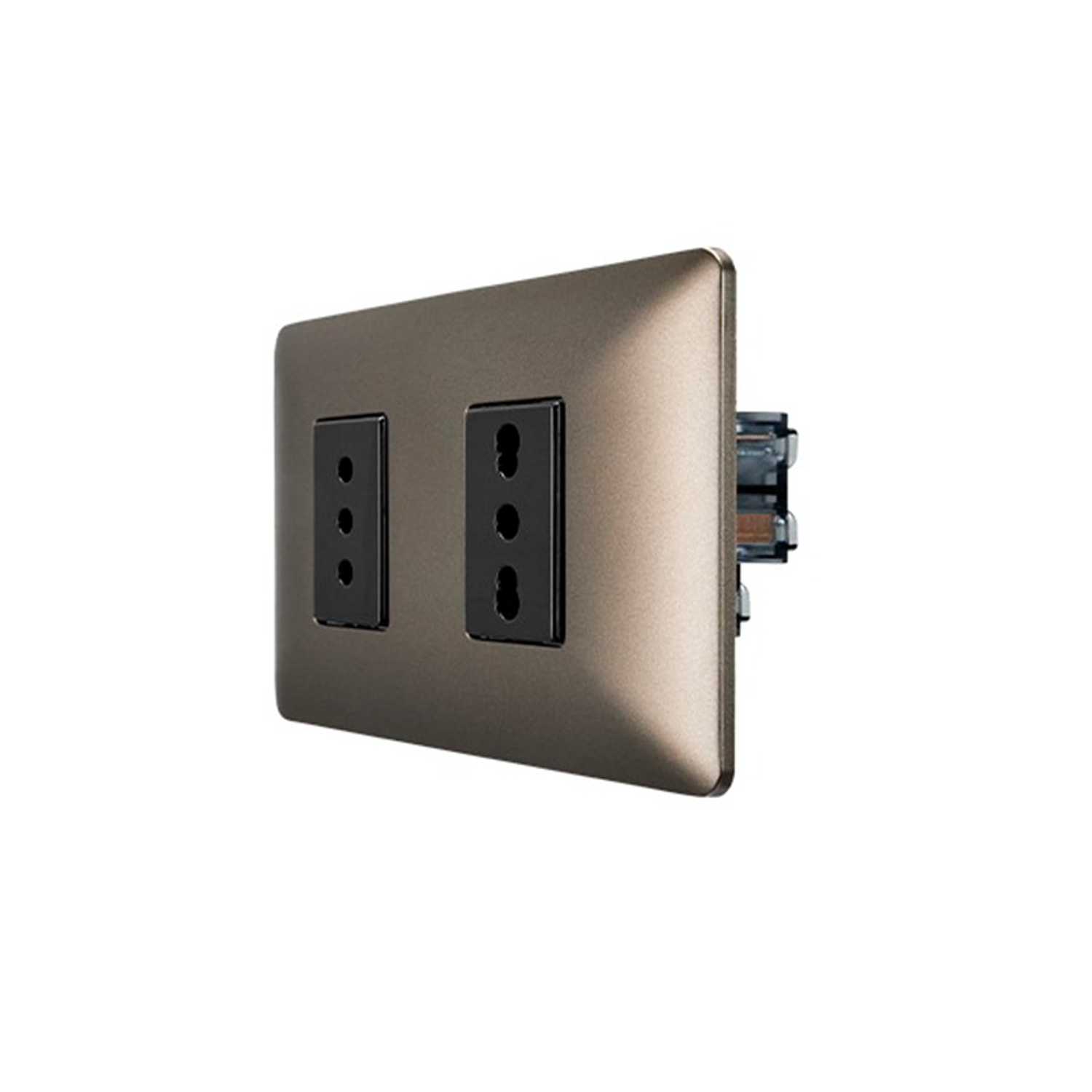 Enchufe de Pared Simple 10A + Enchufe de Pared Simple Bipaso 10/16A 250V (Café) 1