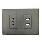 Enchufe de Pared Simple 10A(1 Ud Tz1104) 250V + Toma Usb Type A (Grafito) - Miniatura 3