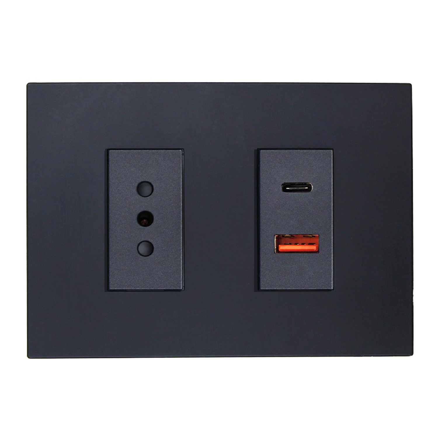 Enchufe de Pared Simple + Toma Usb Type A Y C (Negro)
