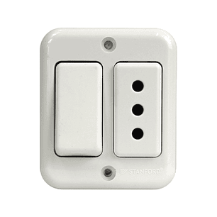 Interruptor Eléctrico Casquete Simple (9/12) + Enchufe de Pared Simple 10A 250V