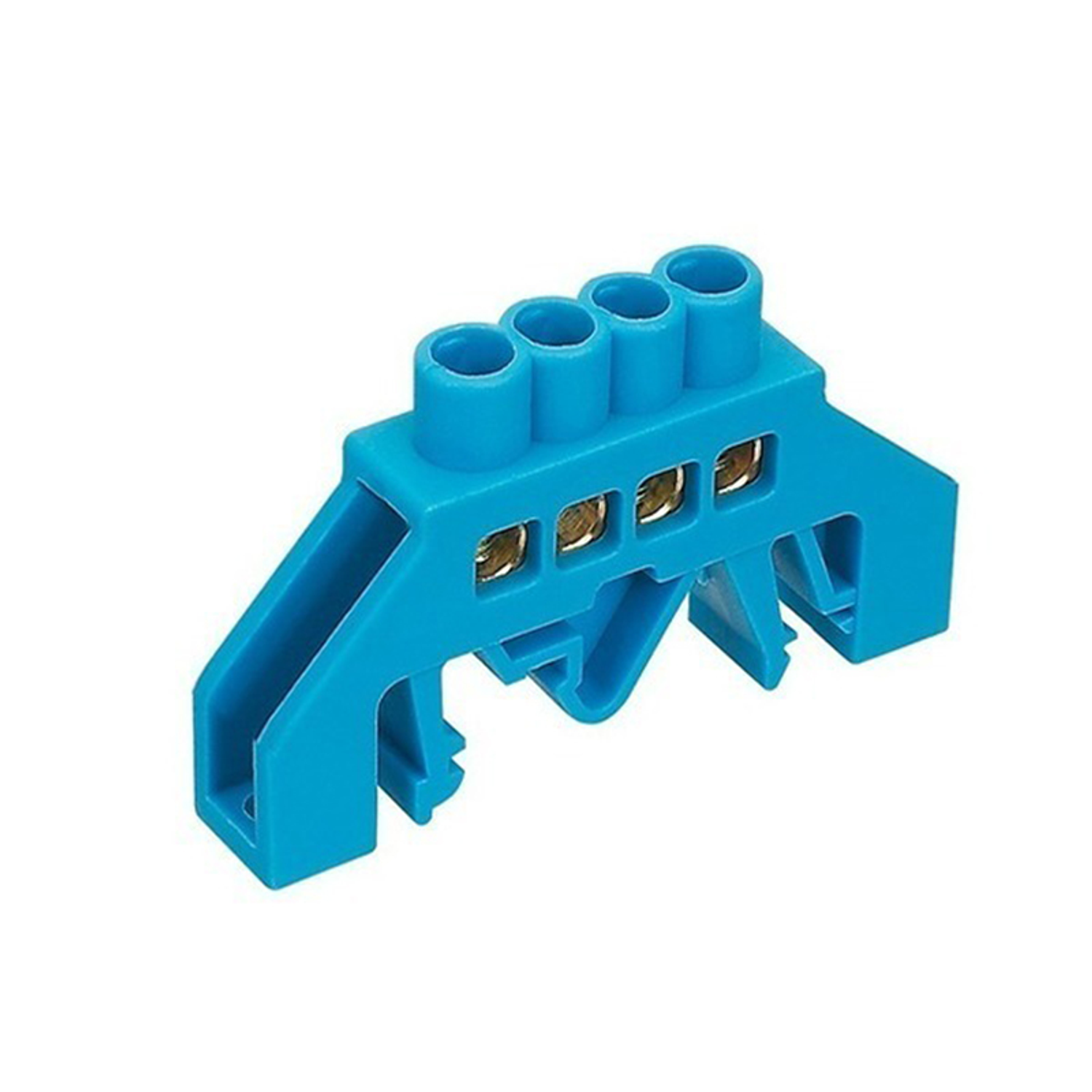 Barra Aisladora De Coneccion Azul 4 Polos, P/Riel Din 35Mm