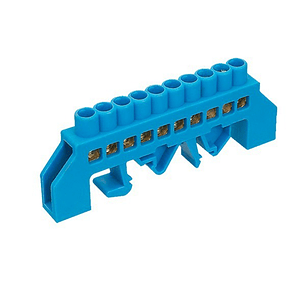 Barra Aisladora De Coneccion Azul 10 Polos, P/Riel Din 35Mm