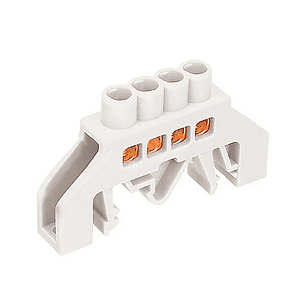 Barra Aisladora De Coneccion Blanca 4 Polos, P/Riel Din 35Mm