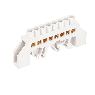 Barra Aisladora De Coneccion Blanca 8 Polos, P/Riel Din 35Mm