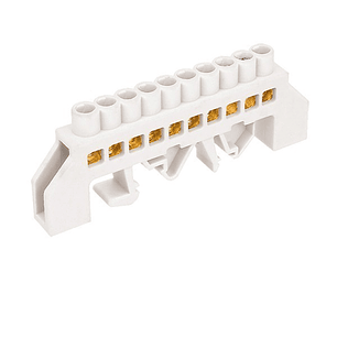 Barra Aisladora De Coneccion Blanca 10 Polos, P/Riel Din 35Mm
