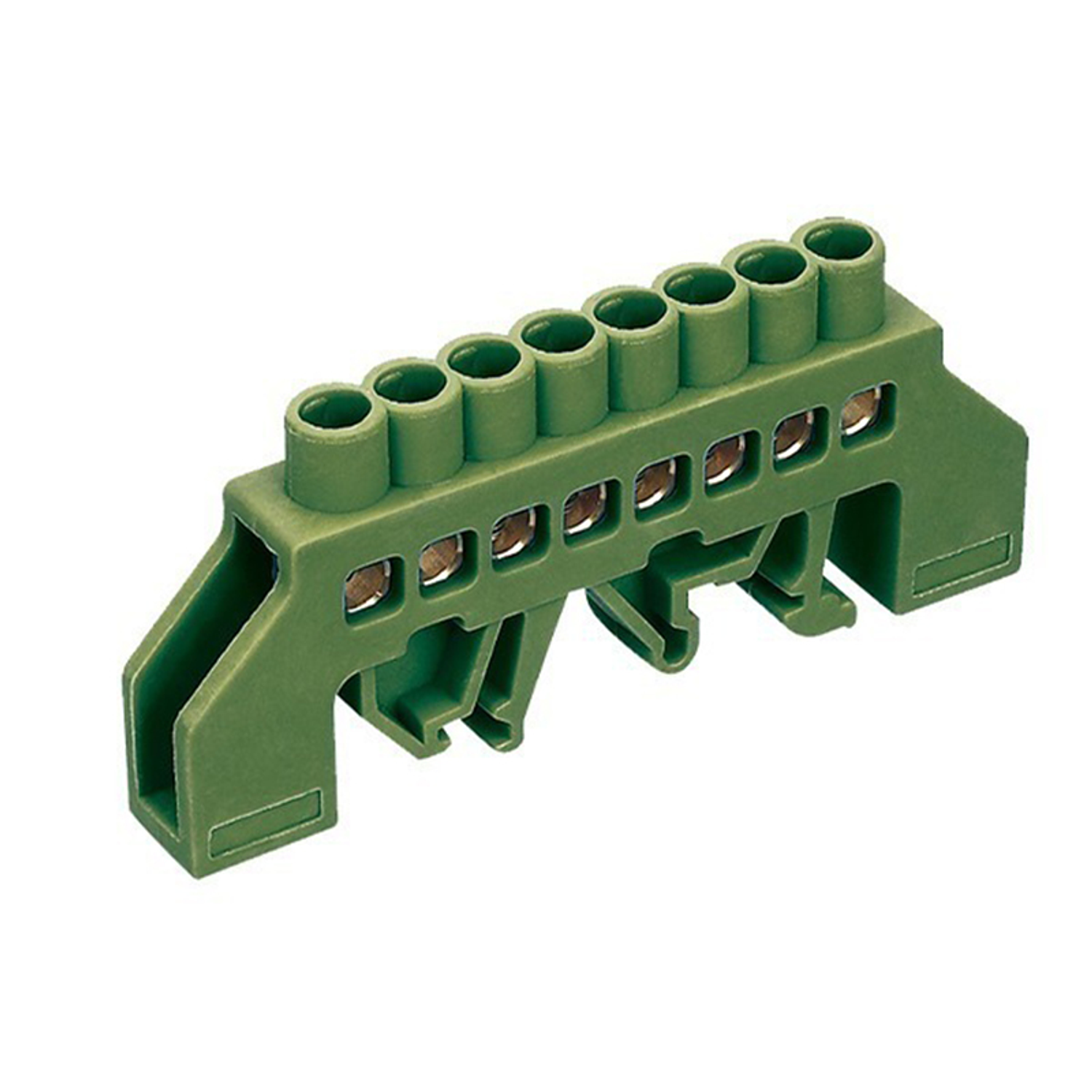 Barra Aisladora De Coneccion Verde 8 Polos, P/Riel Din 35Mm