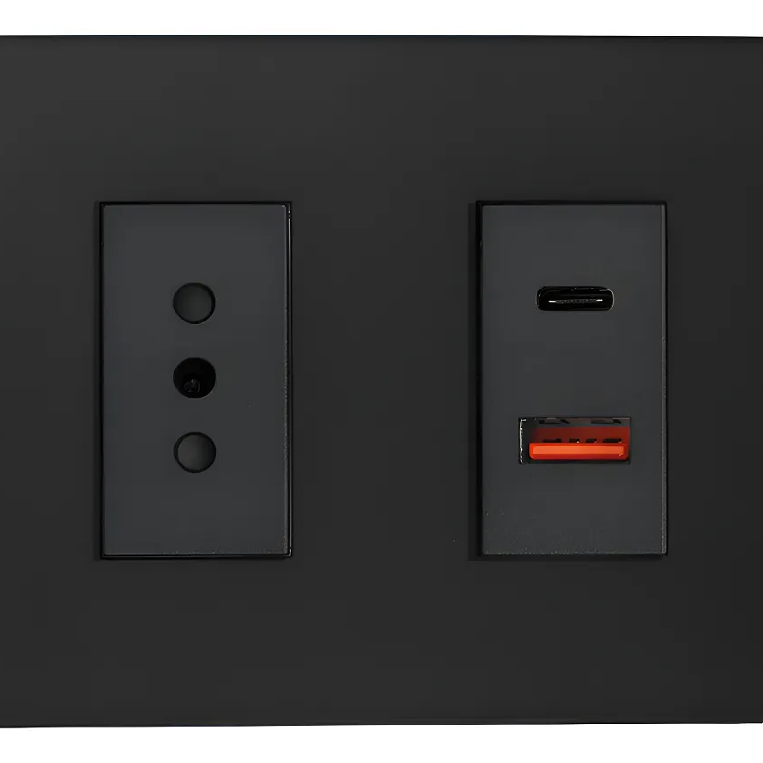 Tomacorriente Simple + Toma Usb Tipo A Y C Negro Stanford 1