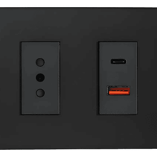 Tomacorriente Simple + Toma Usb Tipo A Y C Negro Stanford