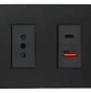 Tomacorriente Simple + Toma Usb Tipo A Y C Negro Stanford - Miniatura 1