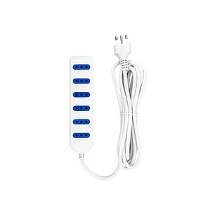 Alargador De 6 Tomas sin Interruptor Eléctrico 1.5M Blanco
